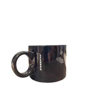 Starbucks Coffee Mug 12 Fl Oz Black Cup White Lettering 2017